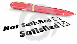 Satisfied Vs Non Satisfaction Check Mark Box Pen
