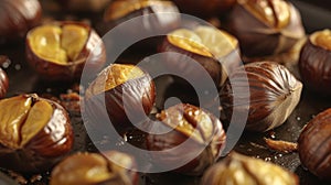 Satisfy your cravings with these freshly roasted chestnuts their charred and crispy shells revealing a soft and creamy