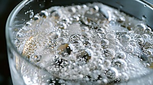 The satisfying hiss of the carbonation being released into the water captured in a closeup shot photo