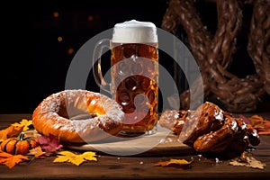 Satisfying Octoberfest beer pretzel. Generate Ai