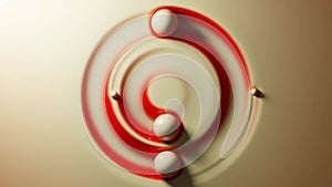 Satisfying physics loop animation with balls, circular design, retro colors. 3D