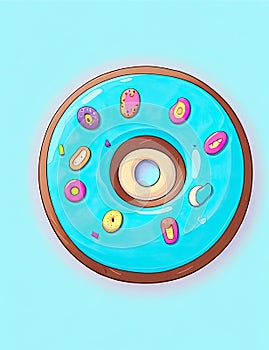 Satisfying Sweet doughnut Treat with Blue and Pink Tones