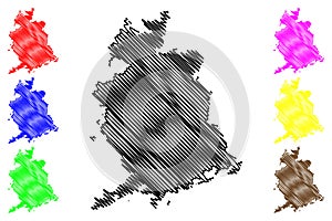 Satna district Madhya Pradesh State, Rewa division, Republic of India map vector illustration, scribble sketch Satna map