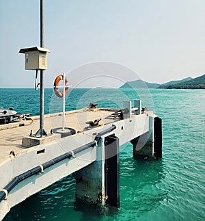 Sattahip sea and Samaesan island, view of the sea at the east coast of Thailand, Chonburi province