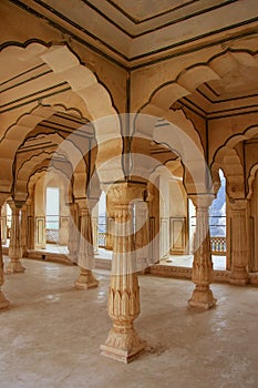 Sattais Katcheri Hall in Amber Fort near Jaipur, Rajasthan, India