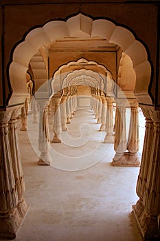 Sattais Katcheri Hall in Amber Fort near Jaipur, Rajasthan, India