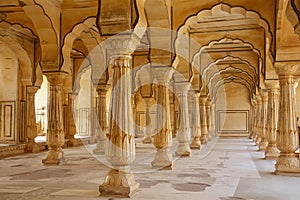 Sattais Katcheri Hall in Amber Fort near Jaipur, Rajasthan, India