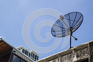 Sattellite dish on the blue sky