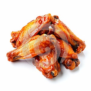 Saturated Bbq Chicken Wings On White Background