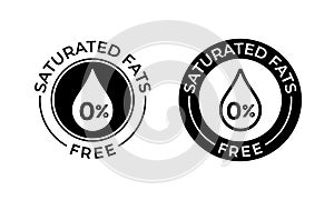 Saturated fats free vector icon. Food package, contain no saturated fats, 0 percent label