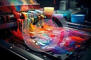 Saturated Printer color splashes paints. Generate Ai photo