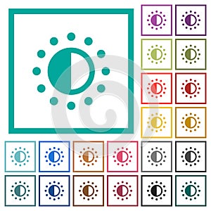 Saturation control flat color icons with quadrant frames