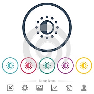 Saturation control flat color icons in round outlines