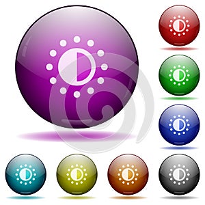 Saturation control icon in glass sphere buttons