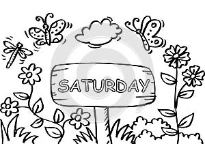 Saturday coloring page with butterfly