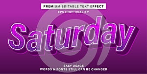 saturday editable text effect style