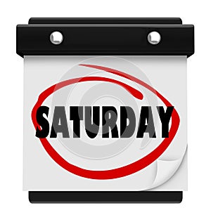 Saturday Word Circled Wall Calendar Weekend Reminder