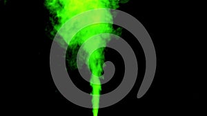 Satureted green smoke on black isolated