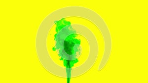 Satureted green smoke on yellow isolated