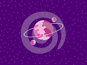 Saturn flat style. Planet of the solar system. Vector