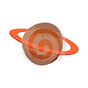 Saturn isolated cartoon style. Planet of solar system on white b