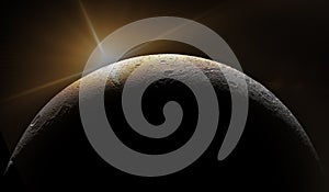 Saturn moon Dione eclipse.