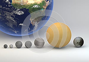 Saturn moons in size and Earth comparison