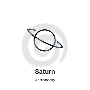 Saturn outline vector icon. Thin line black saturn icon, flat vector simple element illustration from editable astronomy concept