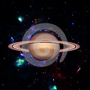 Saturn. Planet against galaxies and stars. The elements of this image furnished by NASA