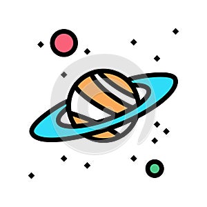 saturn planet color icon vector flat illustration