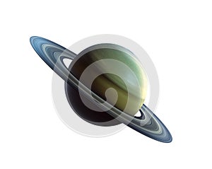 Saturn planet cut out on white. Planet with rings is called saturn.  3D rendering. Isolated on white background