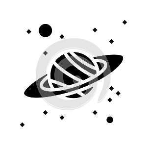 saturn planet glyph icon vector black illustration