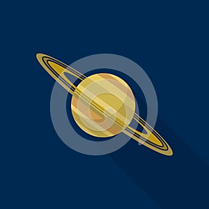 Saturn planet icon, flat style