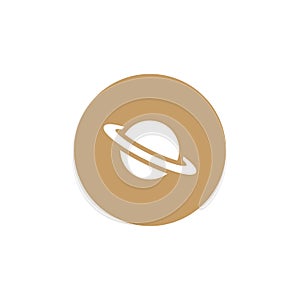 Saturn Planet Icon Vector in Circle Shape