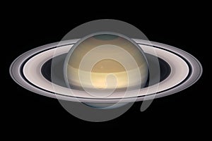 Saturn planet, isolated on black. photo