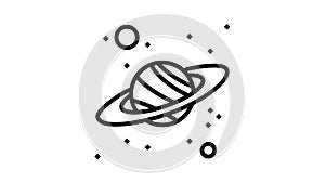 saturn planet line icon animation