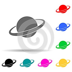 Saturn planet multi color style icon. Simple thin line, outline vector of web icons for ui and ux, website or mobile application