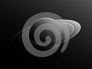 Saturn planet in retro style with shades of gray. Black and white space landscape. Vector