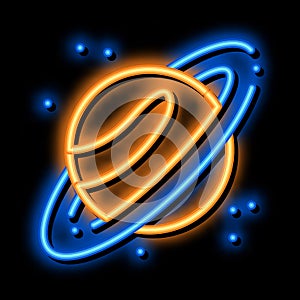 Saturn Planet Ring neon glow icon illustration