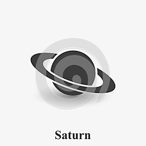 Saturn planet with rings flat vector illustration.