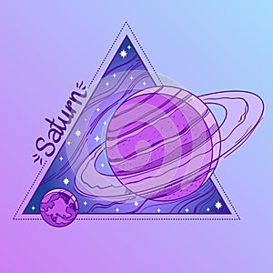 Saturn. Planets and stars of Solar system. Symbols for astronomy and astrology