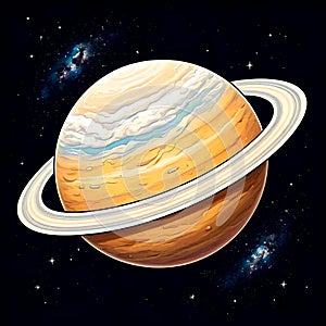 Saturn and Rings in Deep Space â AI Generated Celestial Illustration