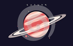 Saturn. The sixth planet from the Sun. Vector illustration