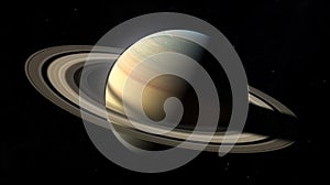 Saturn in the Solar System with its rings and moons. Generative ai