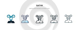 Satyr icon in different style vector illustration. two colored and black satyr vector icons designed in filled, outline, line and