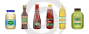 Sauce of bottle vector illustration isolated on white background .Realistic set icon sauce for bbq . Bottle seasoning