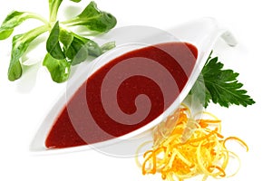 Sauce Cumberland in a modern Sauce Boat on white Background - Isolated
