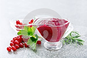 Sauce of redcurrant on stone