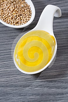 Sauce and seeds of yellow mustard - Sinapis alba