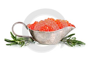 Sauceboat with red caviar